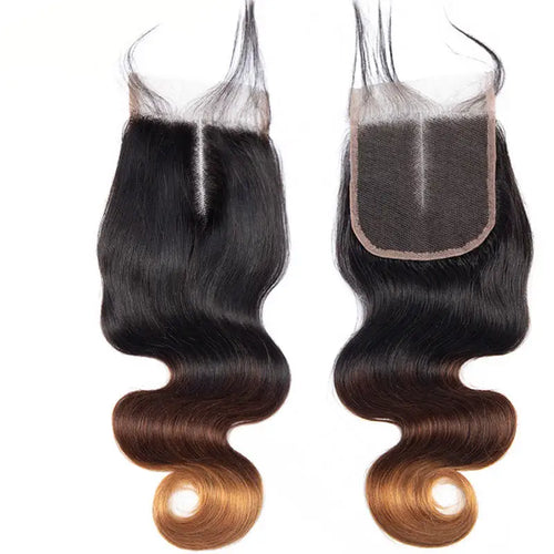 3 Tone Color Ombre Curly Body Deep Weave Virgin Hair Frontal Extensions Raw Blonde Ombre Human Hair Bundles With Closure