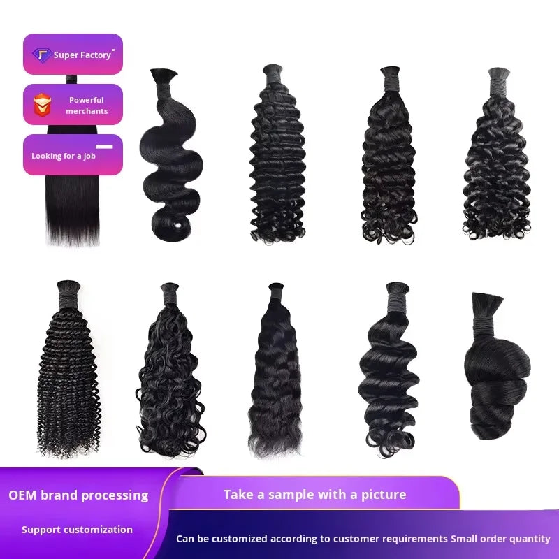 Bulk Brazilian Virgin Hair Wigs & Weaves for Women Hand Tied Machine Double Weft Body-Wave Style All Colors Dye/Perm Compatible