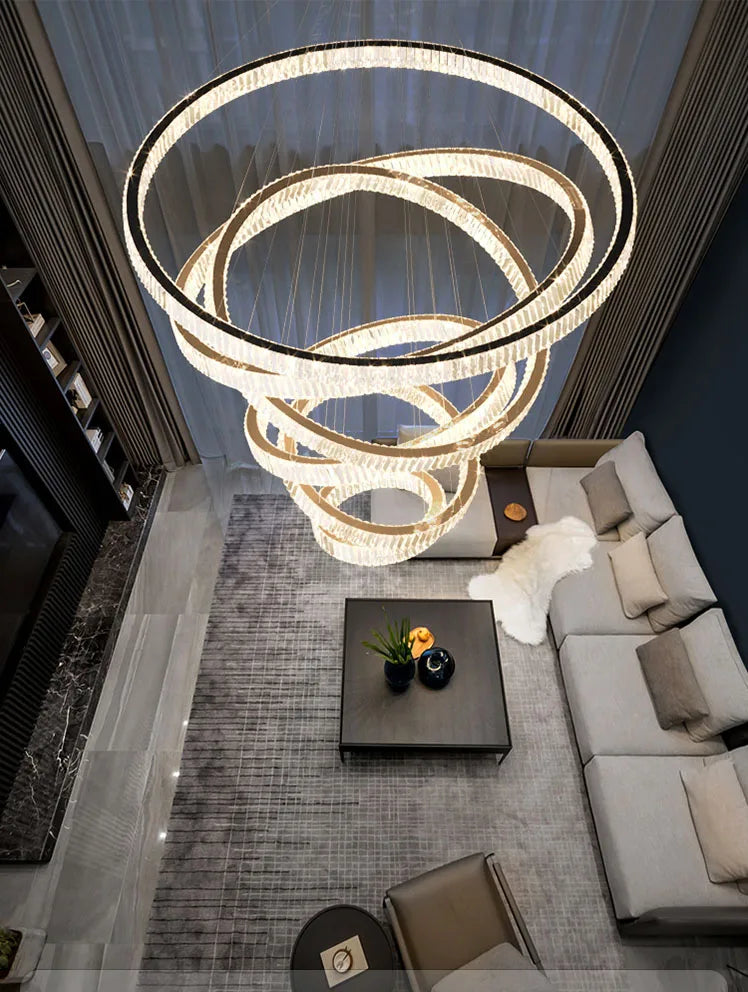 Ring Light Modern Home Decoration Luxury Led Lights for Living Room Crystal Lamp Ceiling Chandelier Decor Lustre Indoor Lighting
