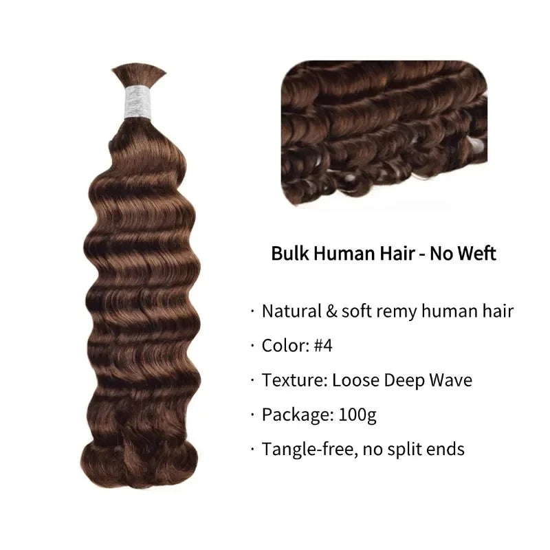 Wholesale Cheap Loose Deep Wave Bulk Human Hair for Braiding No Weft Hair Bundles for Boho Braids 100% Virgin Hair Extensions