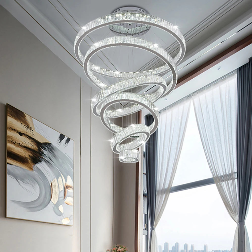 Ring Light Modern Home Decoration Luxury Led Lights for Living Room Crystal Lamp Ceiling Chandelier Decor Lustre Indoor Lighting
