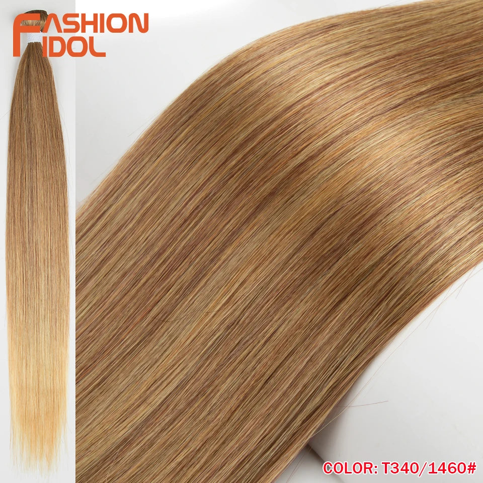 Bone Straight Hair Extensions Ombre Blonde Hair Bundles Super Long Hair Synthetic 24 Inch Straight Hair Full to End FASHION IDOL