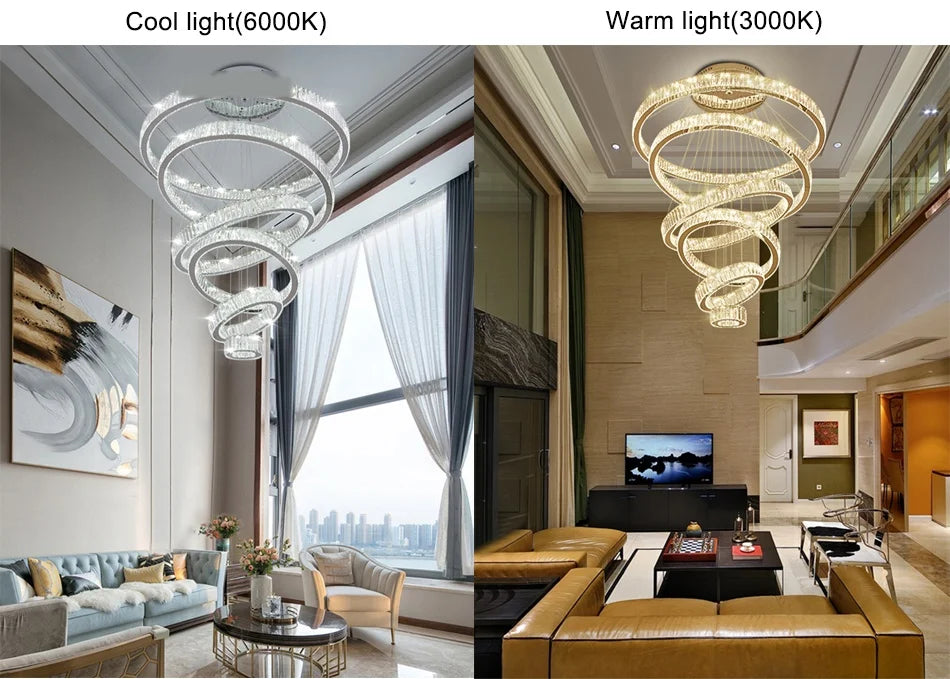 Ring Light Modern Home Decoration Luxury Led Lights for Living Room Crystal Lamp Ceiling Chandelier Decor Lustre Indoor Lighting