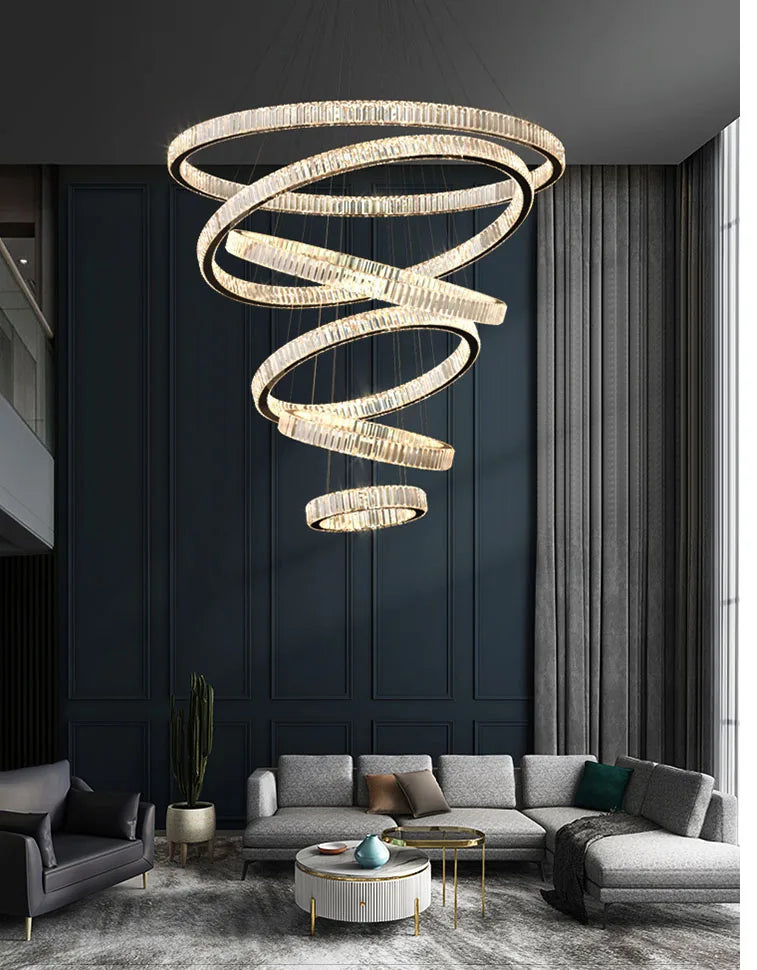 Ring Light Modern Home Decoration Luxury Led Lights for Living Room Crystal Lamp Ceiling Chandelier Decor Lustre Indoor Lighting