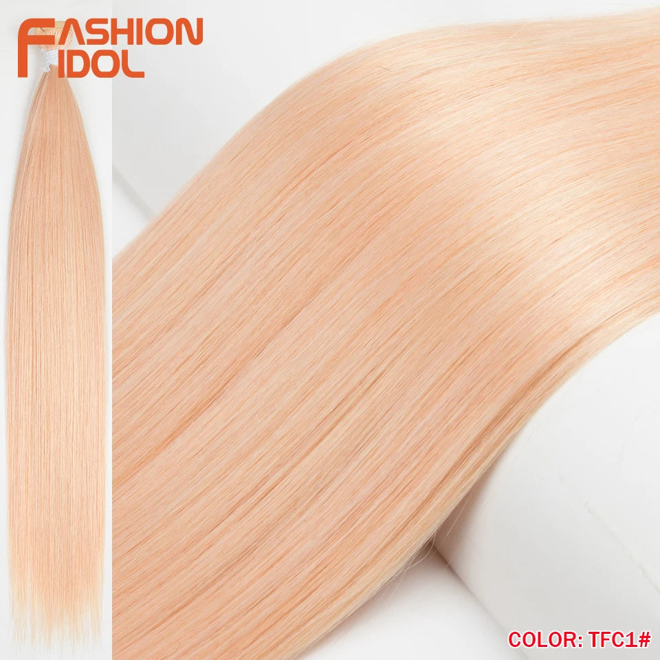 Bone Straight Hair Extensions Ombre Blonde Hair Bundles Super Long Hair Synthetic 24 Inch Straight Hair Full to End FASHION IDOL