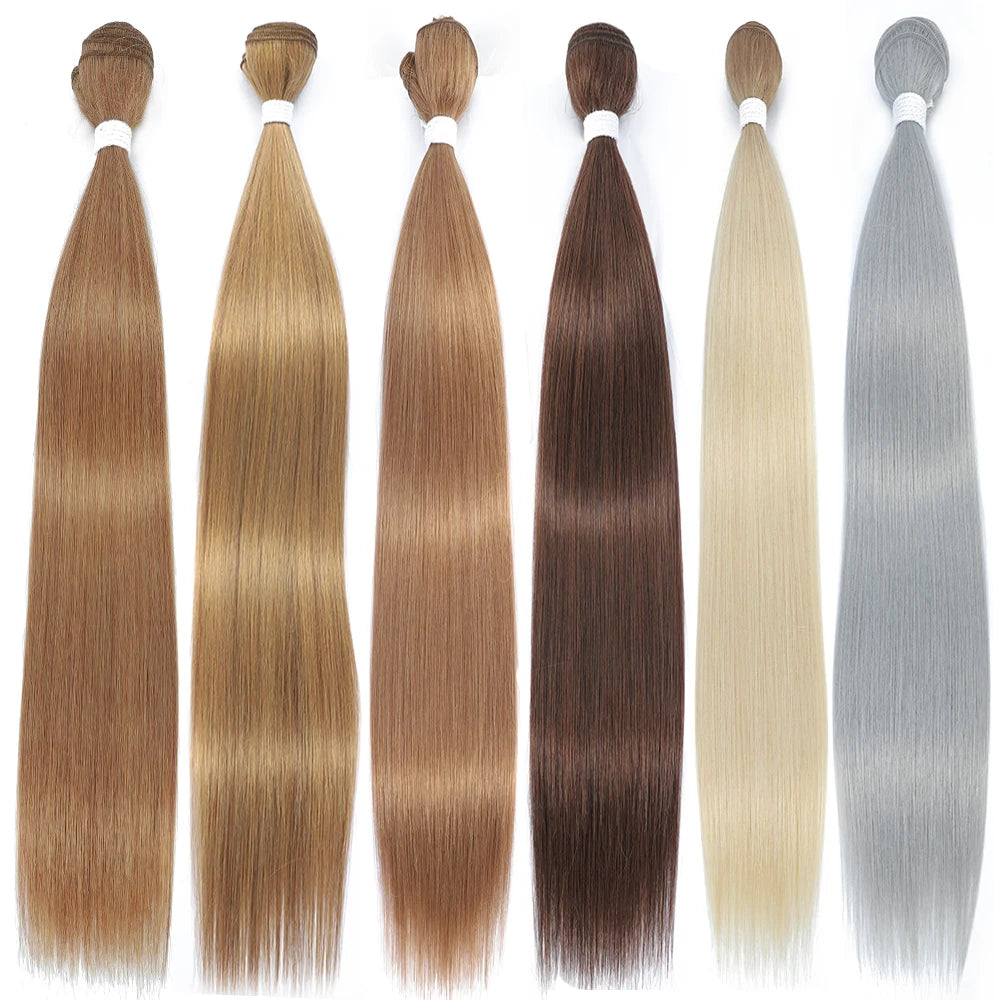 Bone Straight Hair Bundles Salon Natural Hair Extensions Fake Fibers Super Long Synthetic Yaki Straight Hair Weaving Full to End