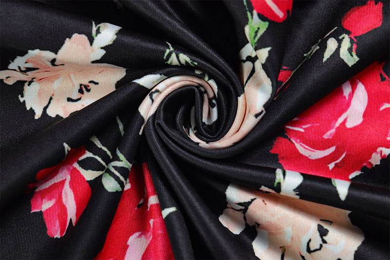 CM.YAYA Women Sleeveless Girdle The Waist Floral Printed Big Swing Ball Gown Dress 2025 Night Club Party Vestidos Sexy Dresses