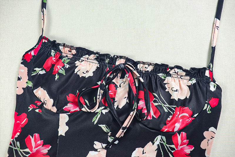 CM.YAYA Women Sleeveless Girdle The Waist Floral Printed Big Swing Ball Gown Dress 2025 Night Club Party Vestidos Sexy Dresses