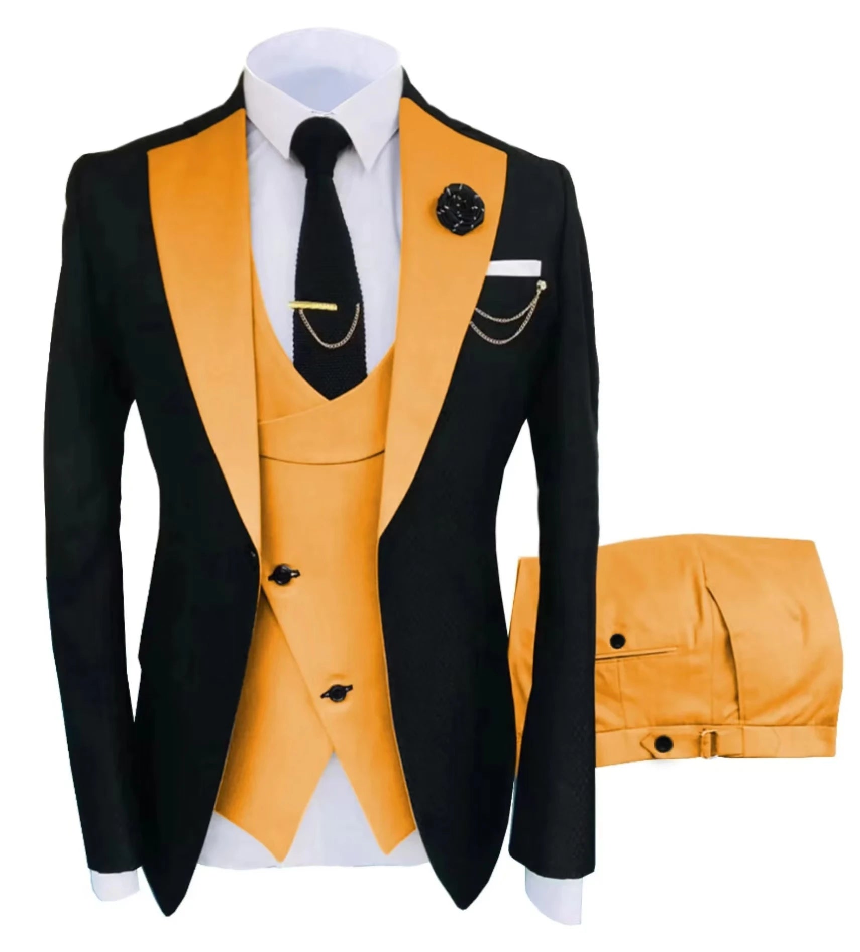 Men's Suit for Wedding 3 Pieces Blazer Vest and Pants Set Fitted Tuxedo for Groomsmen Adult Costume Summer Beach Wedding Parties