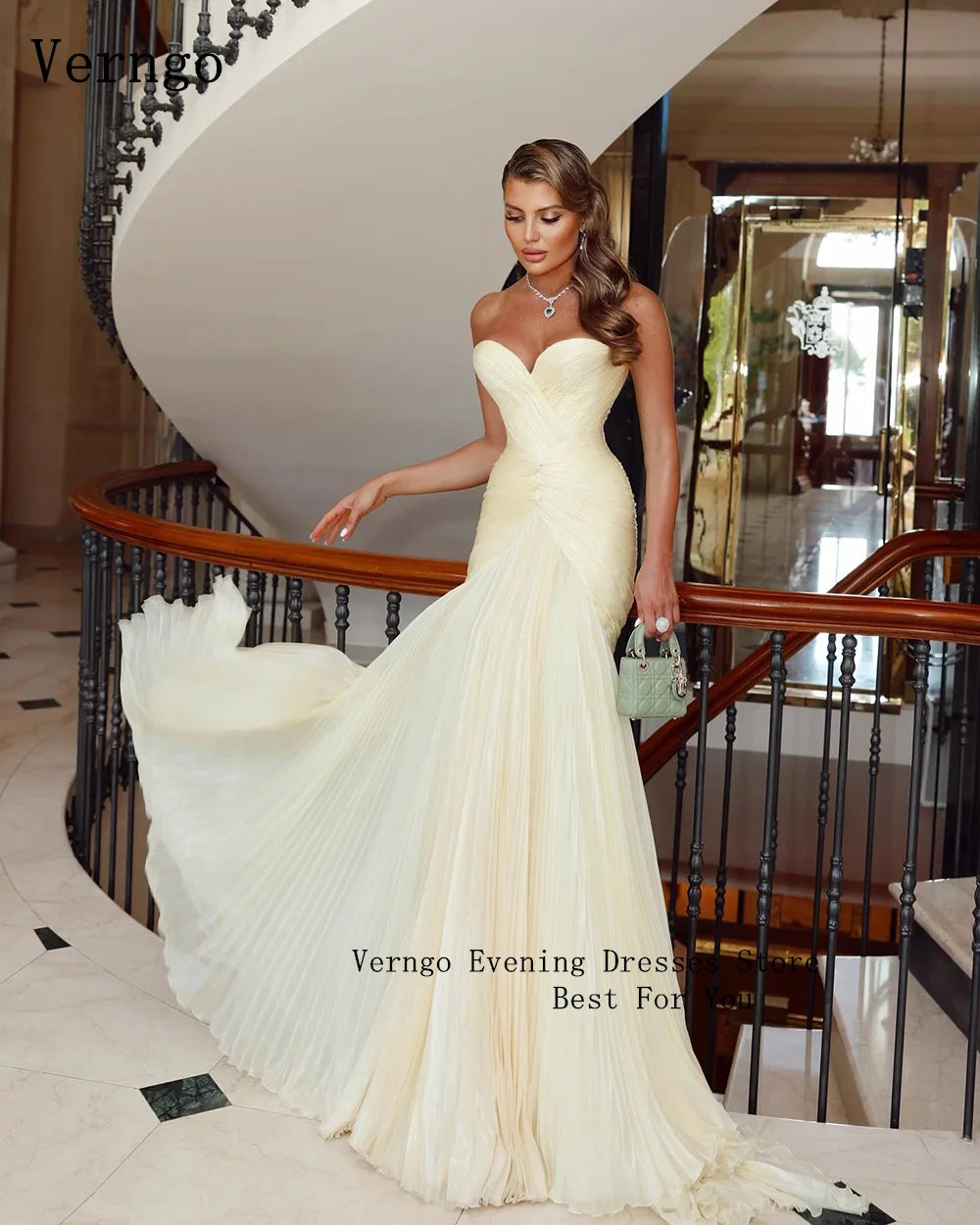 Verngo Light Yellow Shiny Chiffon Prom Gowns Sweetheart A Line Evening Dresses Women Elegant Formal Occasion Dress Customized