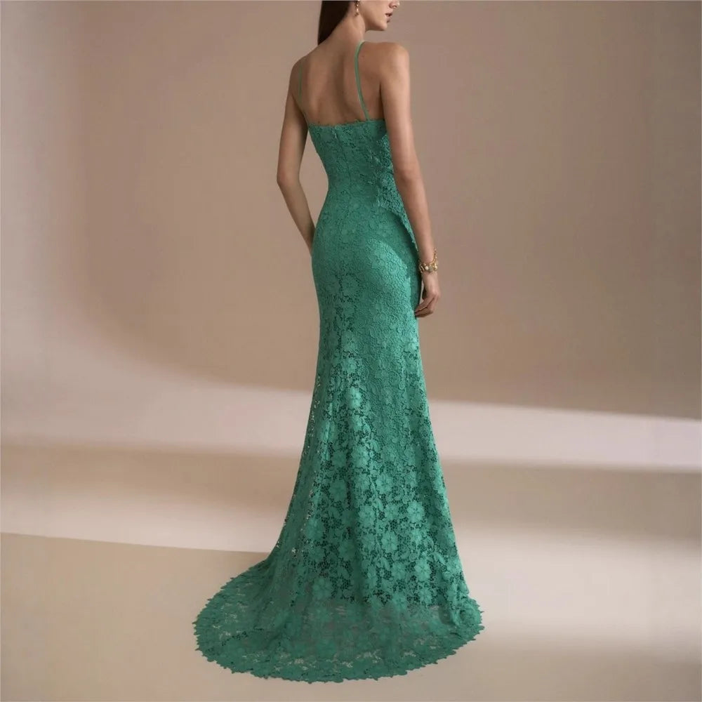 Fashion Evening Dress Dresses For Woman Party Wedding Vestidos Temperament Elegant Sexy Slim Neck Halter Backless Laces Banquet