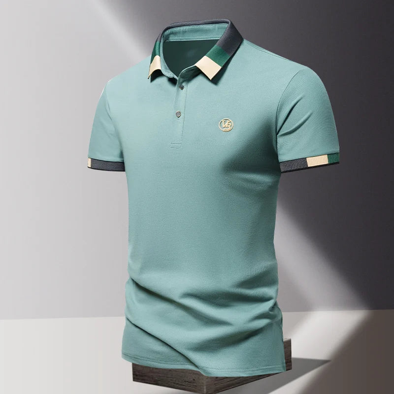 POLO shirt men's summer fashion ice silk quick drying short sleeved T-shirt solid color loose casual business collar top