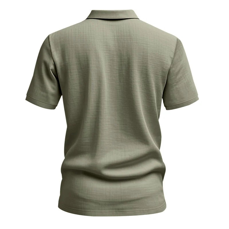 High-Quality Cotton Linen Short-Sleeved POLO Shirt Men Casual Loose Comfortable Shirt summer tees Button turn-down collar tops
