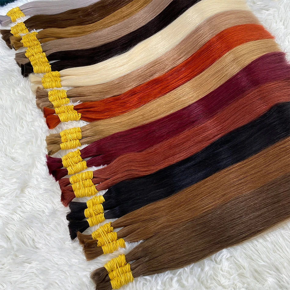 Straight Human Hair Bundles No Weft Natural Black Bulks Blonde Brazilian Remy Hair 100% Real Natural Hair Extension For Women