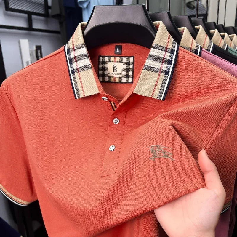 Designer fashion brand short sleeve polo shirt men summer new luxury exquisite embroidery high-end business casual Paul T-shirt