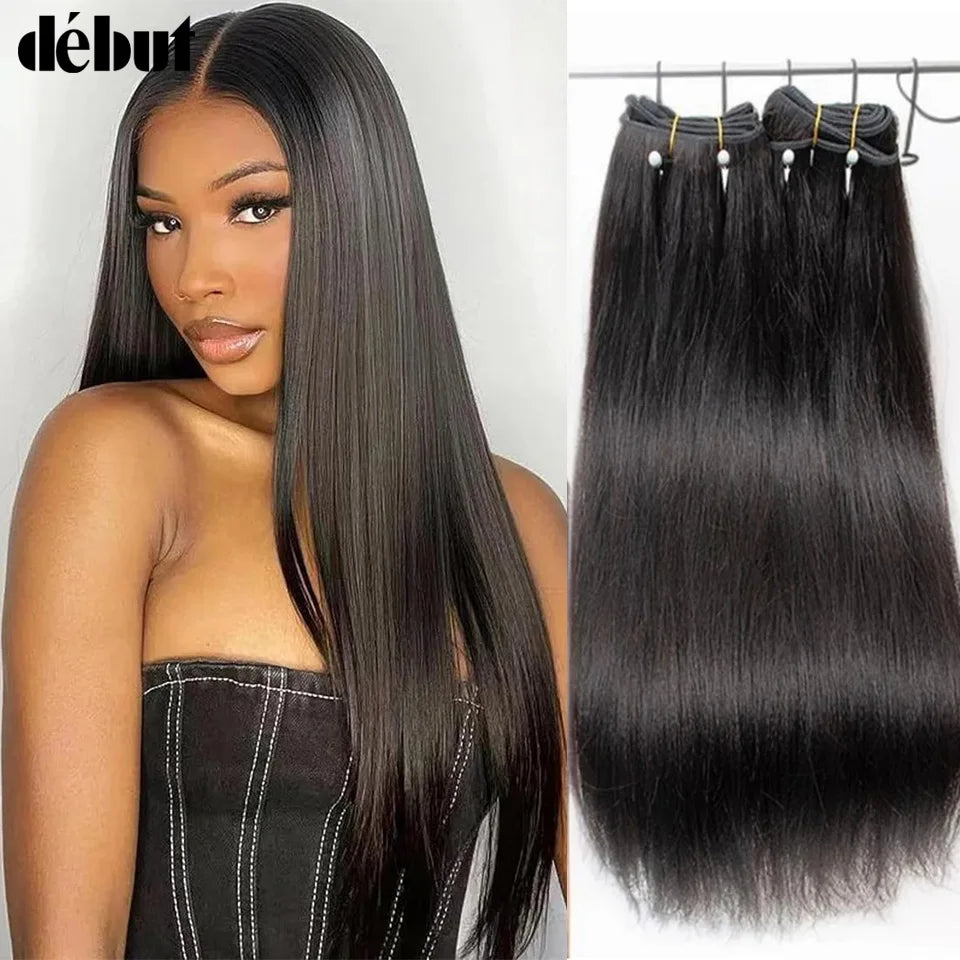 Debut Brazilian Straight Hair Double Drawn Natural Black Human Hair Weave Bundles Remy 27# 4# 6# 8# Blond 613 Human Hair Bundle
