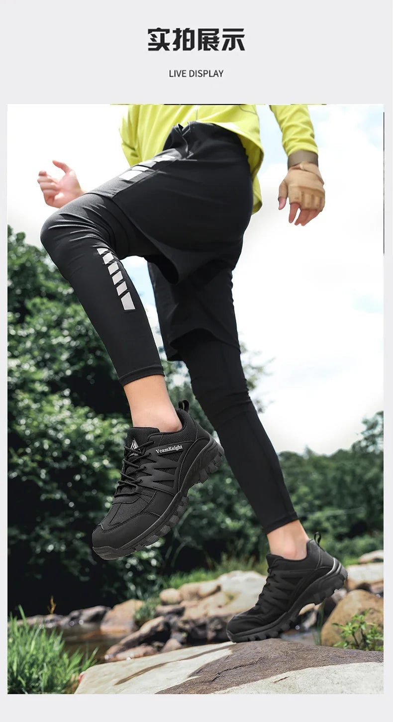 Men Casual Shoes Mountain Sneakers Antiskid Winter Fashion Leather Outdoor Off-Road Trail Running Footwear Low Top Spring Autumn