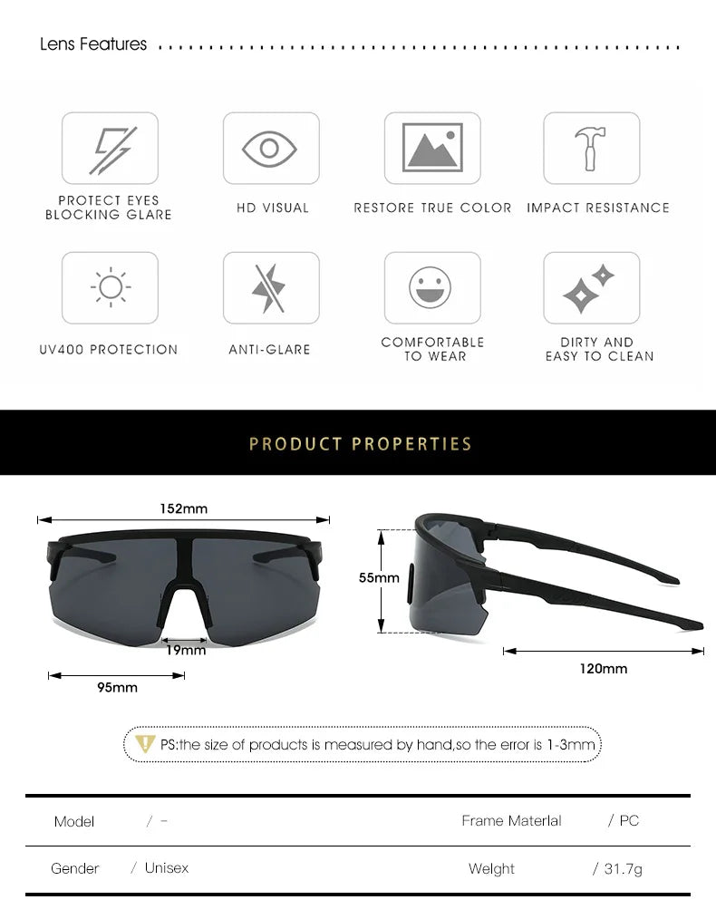 Sunglasses for Men Sport Cycling Glasses Bike Mountain Bicycle Hiking Camping Golf UV400 Protection Glasses Women Baseball