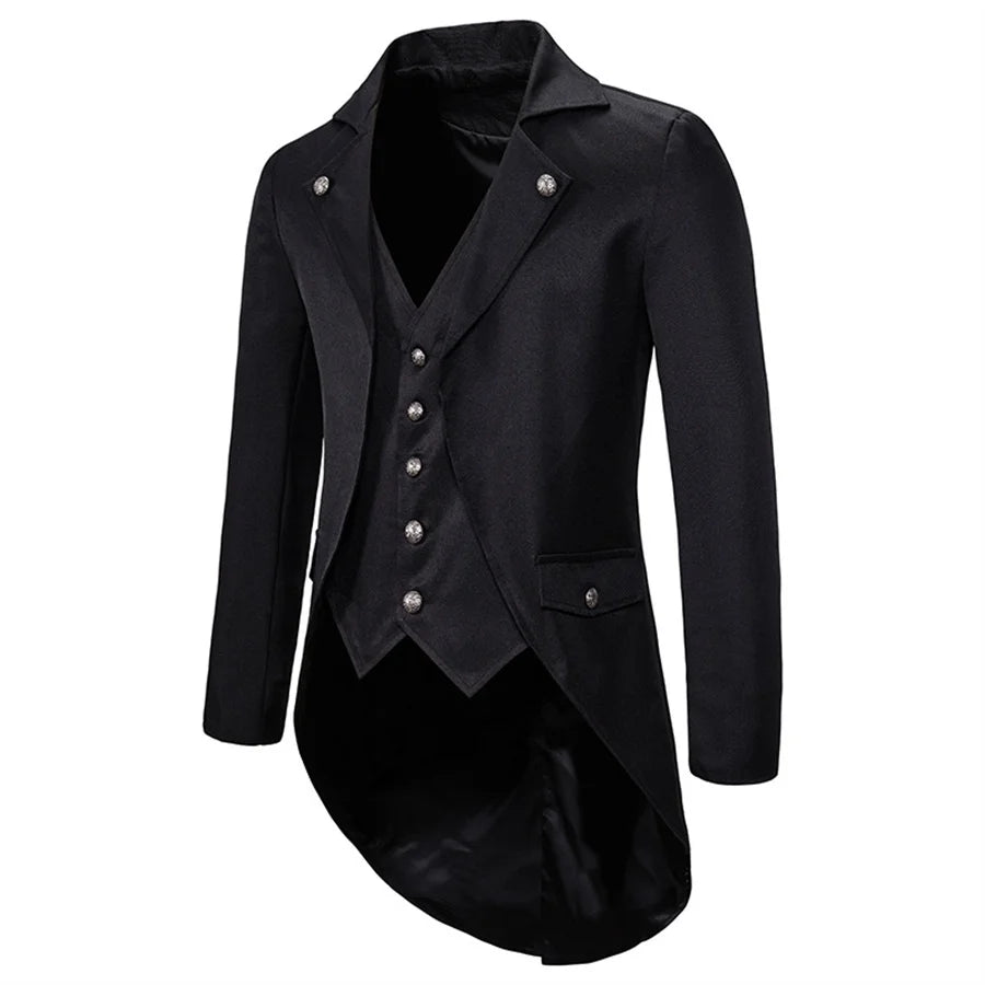2026 Gothic Blazers for Men Medieval Steampunk Vintage Suit Jackets Banquet Party Slim Formal Tuxedo Suit Men's Cosplay Costumes