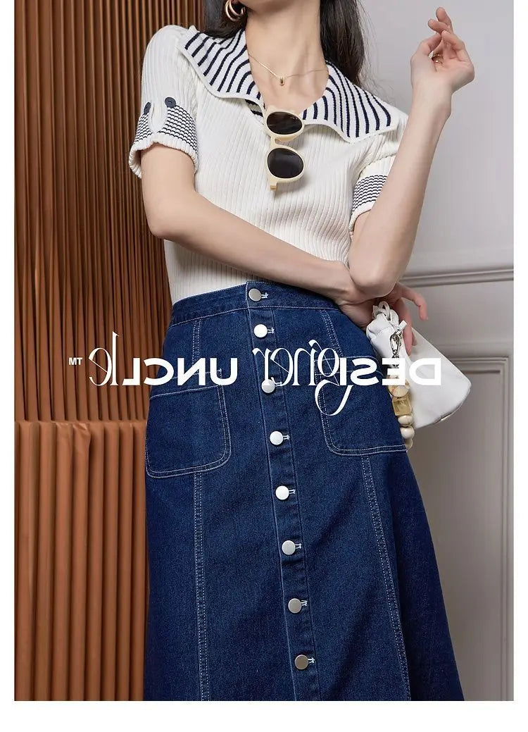 Women's T Shirts Polo Neck Shirt Top Short Sleeve Tee Clothes White Striped Cute Offer Premium With Collar Polyester Sale