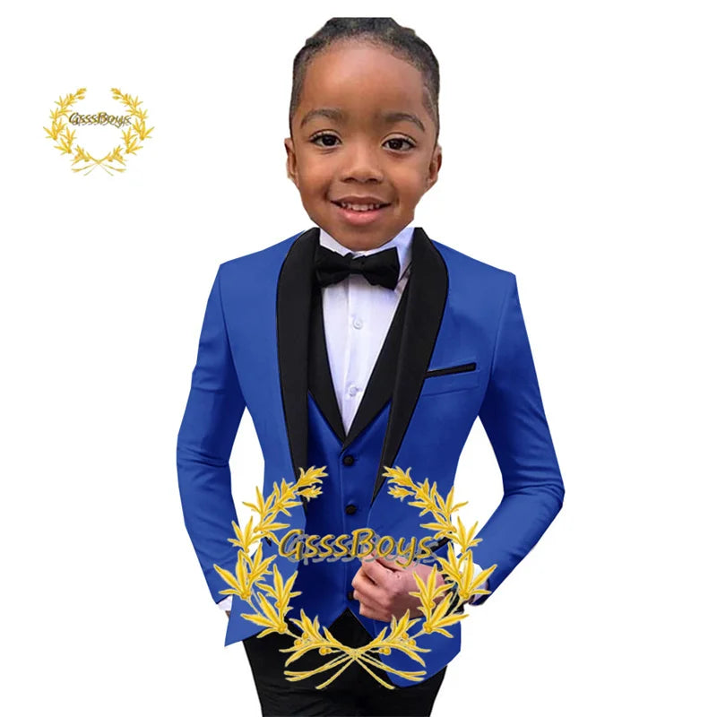 Boys Suit Wedding Tuxedo 3 Piece Shawl Collar Jacket Pants Vest Child Formal Blazer Set Slim Fit Outfit costume garcon mariage