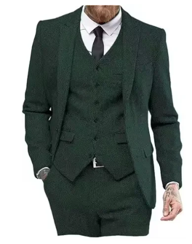 Blazer For Men Designs Brown Tweed Suit Men Vintage Winter Formal Wedding Suits For Men Men's Classic Suit 3 Pieces Men Suit