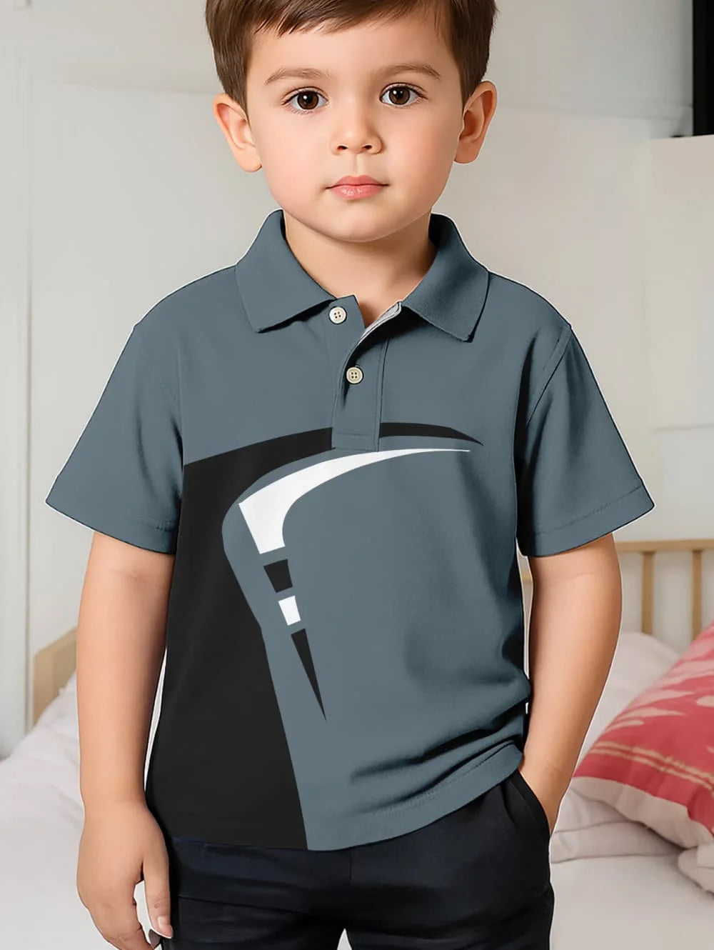 Polo Shirts for Kids Gradient Striped 3D Print Fashion Child Polo Shirt Boy Clothes Lapel Tops Street Casual Children's Clothing