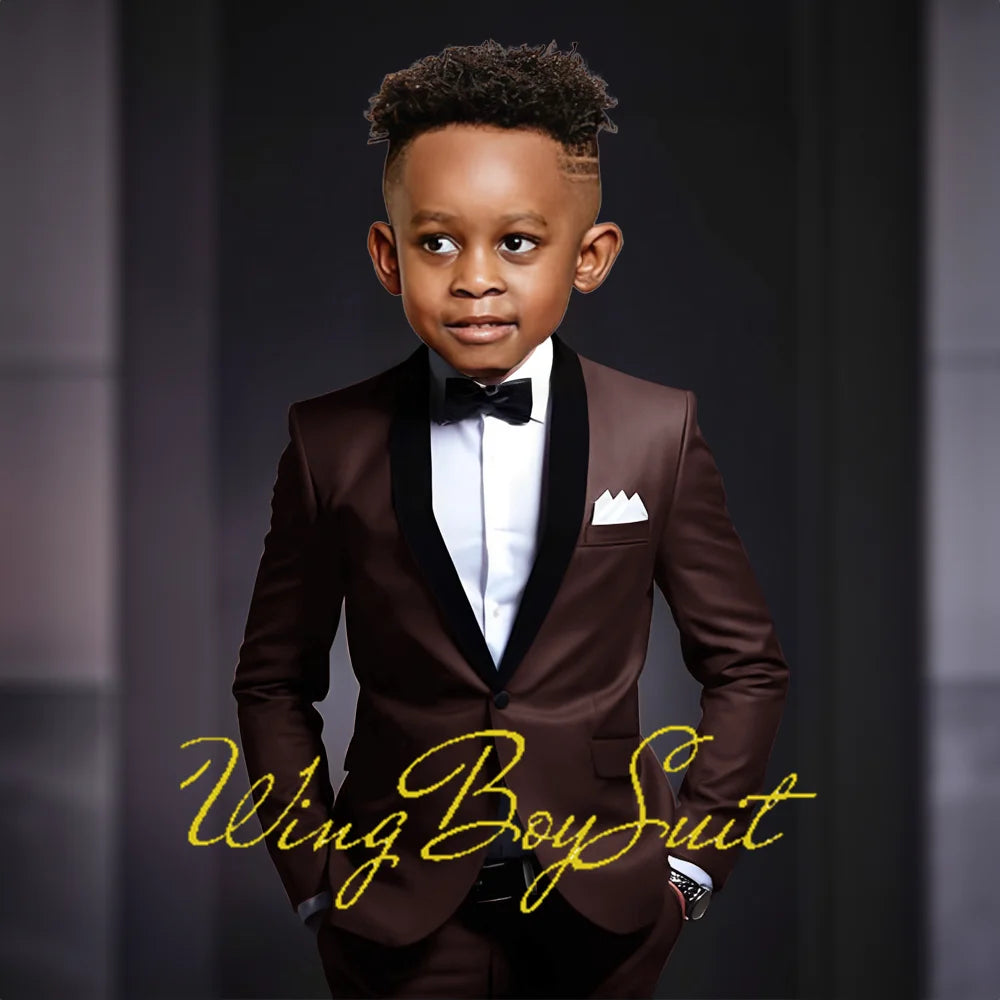 Boys Suits 2 Piece Classic Fleece Collar Wedding Tuxedo Formal Slim Fit Kids Jackets Pants 2-16 Years Tailored Clothes