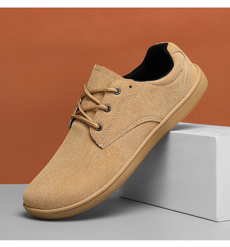 Wide Toe Barefoot Shoes for Men Outdoor Treking Sports Minimalist Walking Shoes Suede Waterproof Outdoor Men Travel Sneakers