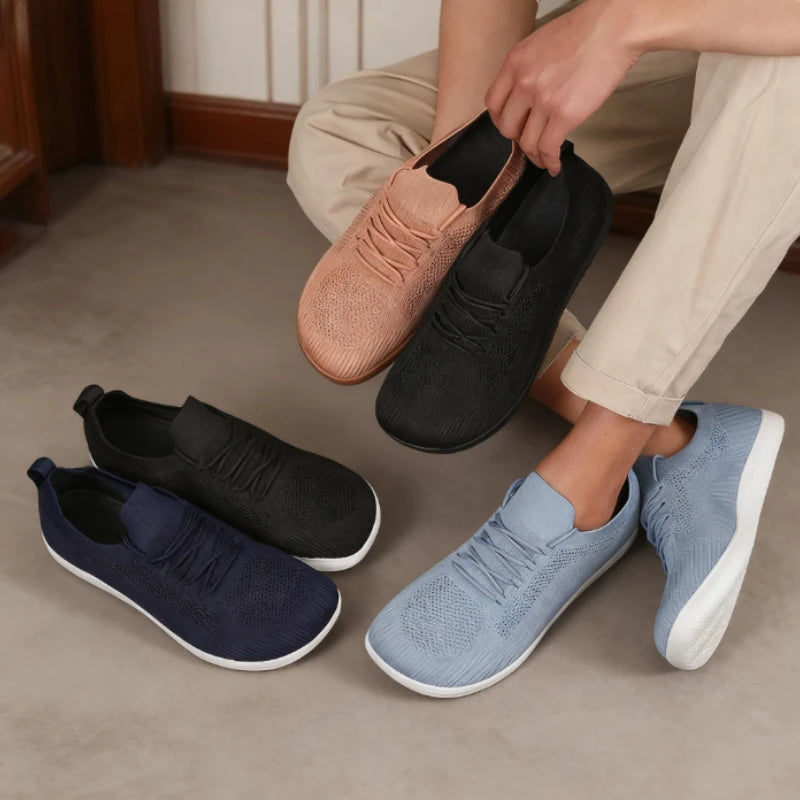 Men Wide Barefoot Shoes Anti Slip Minimalist Lightweight Breathable Walking Shoes Fashionable Round Toe Cross Training Sneakers
