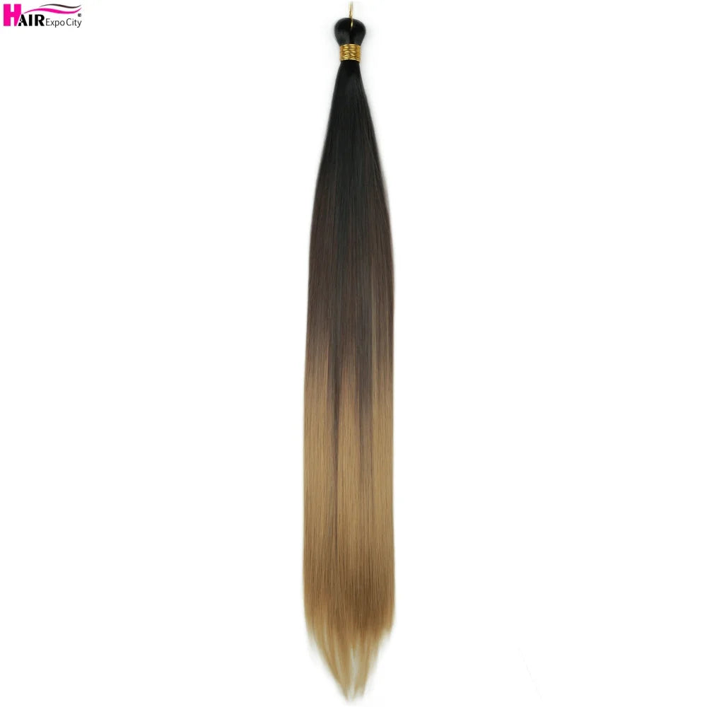Bone Straight Braiding Hair 150g Silky Synthetic Hair For Box Braids Pre Stretched Ombre Crochet Braids Hair Extension