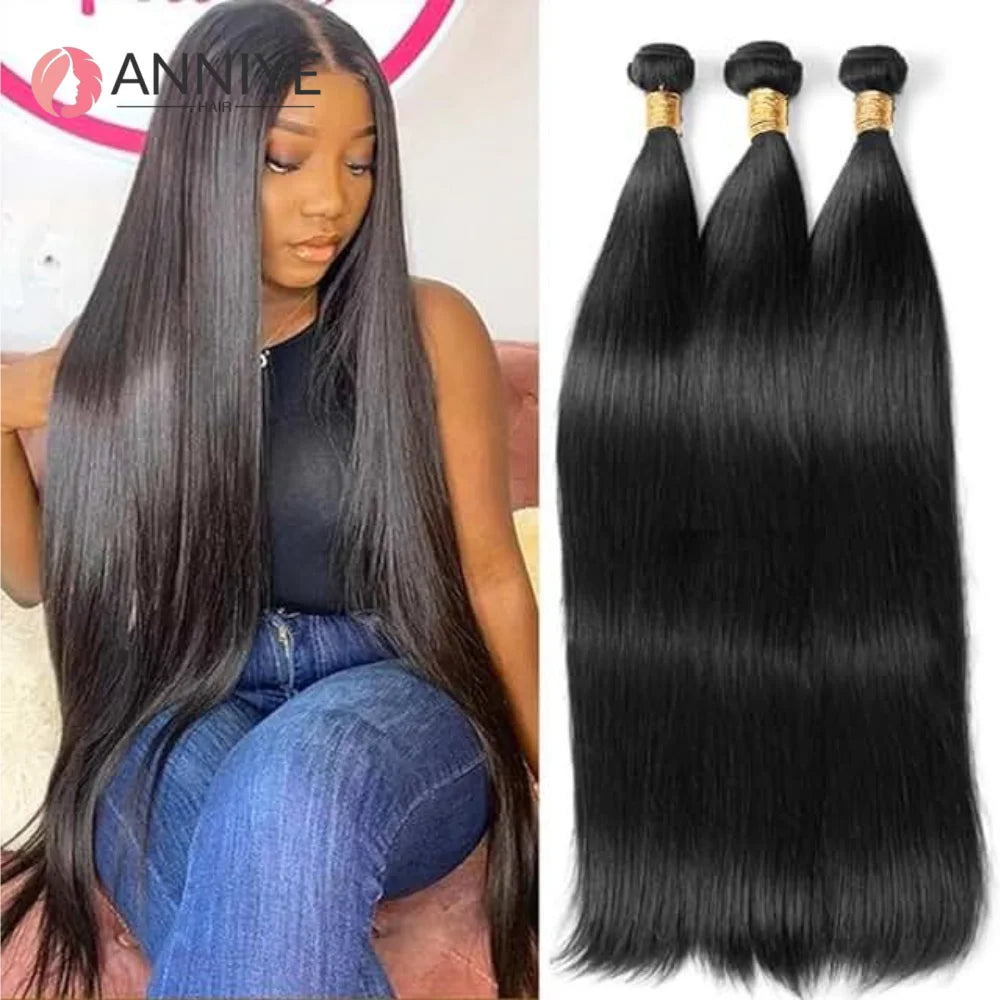 Brazilian Bone Straight Human Hair 1 3 4 Bundles Raw Virgin Remy Hair Extensions Natural Color Long Hair For Women 30 Inch Hair