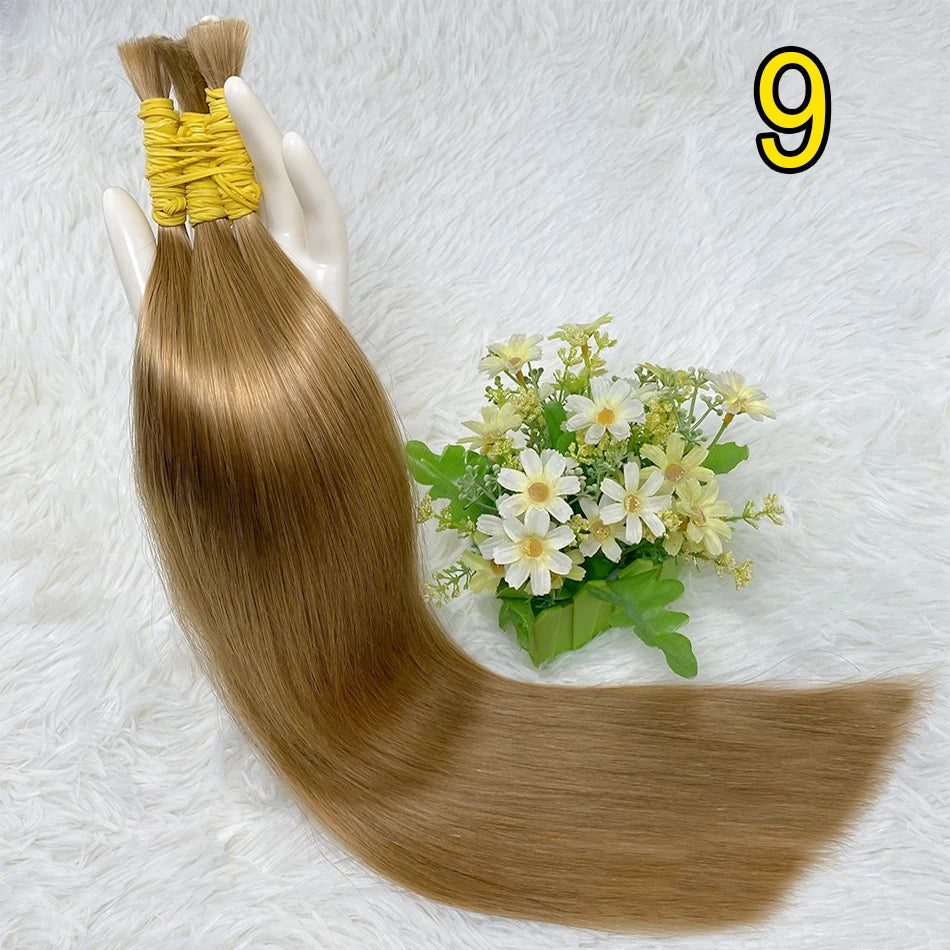 Straight Human Hair Bundles No Weft Natural Black Bulks Blonde Brazilian Remy Hair 100% Real Natural Hair Extension For Women