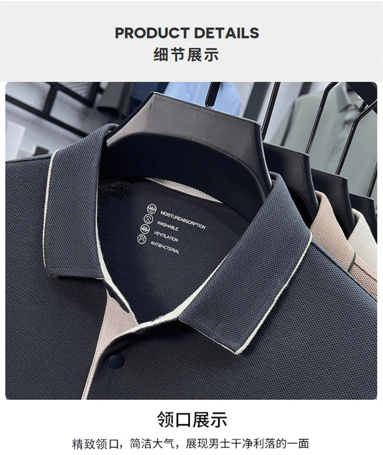 100% cotton high-end lapel comfortable short sleeved embroidered polo shirt for men's summer new fashion casual versatile top