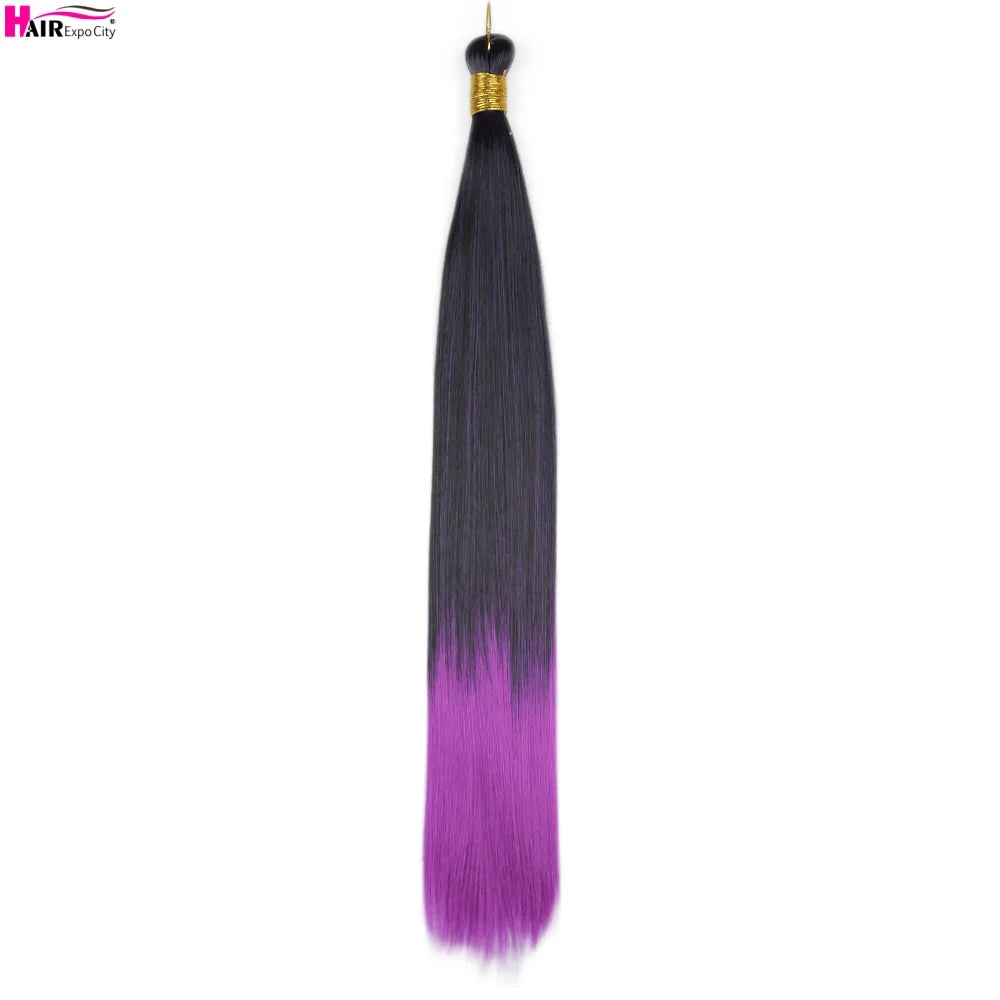 Bone Straight Braiding Hair 150g Silky Synthetic Hair For Box Braids Pre Stretched Ombre Crochet Braids Hair Extension