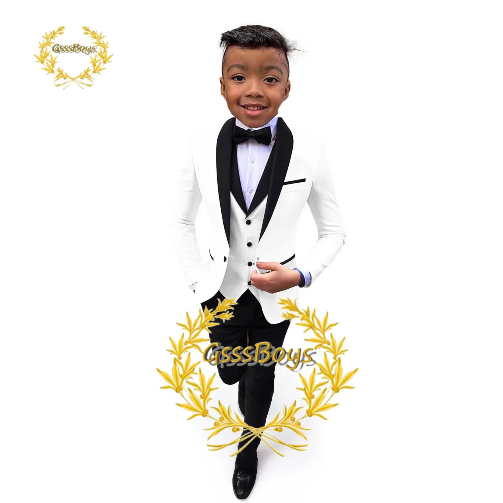 Boys Suit Wedding Tuxedo 3 Piece Shawl Collar Jacket Pants Vest Child Formal Blazer Set Slim Fit Outfit costume garcon mariage