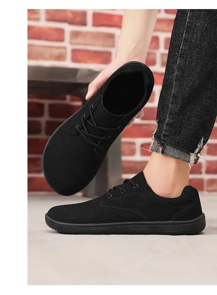 Wide Toe Barefoot Shoes for Men Outdoor Treking Sports Minimalist Walking Shoes Suede Waterproof Outdoor Men Travel Sneakers