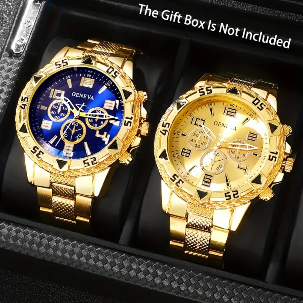 [Vintage Watch Set] 2pcs Men's Quartz Watch Set | Stainless Steel | Casual Watch | Business Watch | Silicone watch