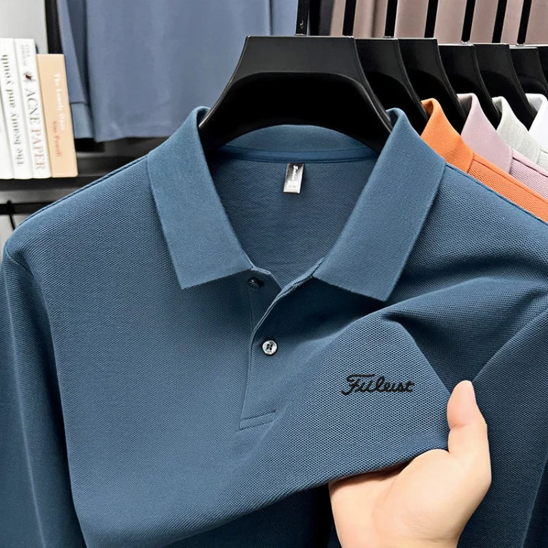 Golf brand Polo shirt long sleeved fashionable printed men's top spring new 100% cotton skin friendly comfortable casual T-shirt