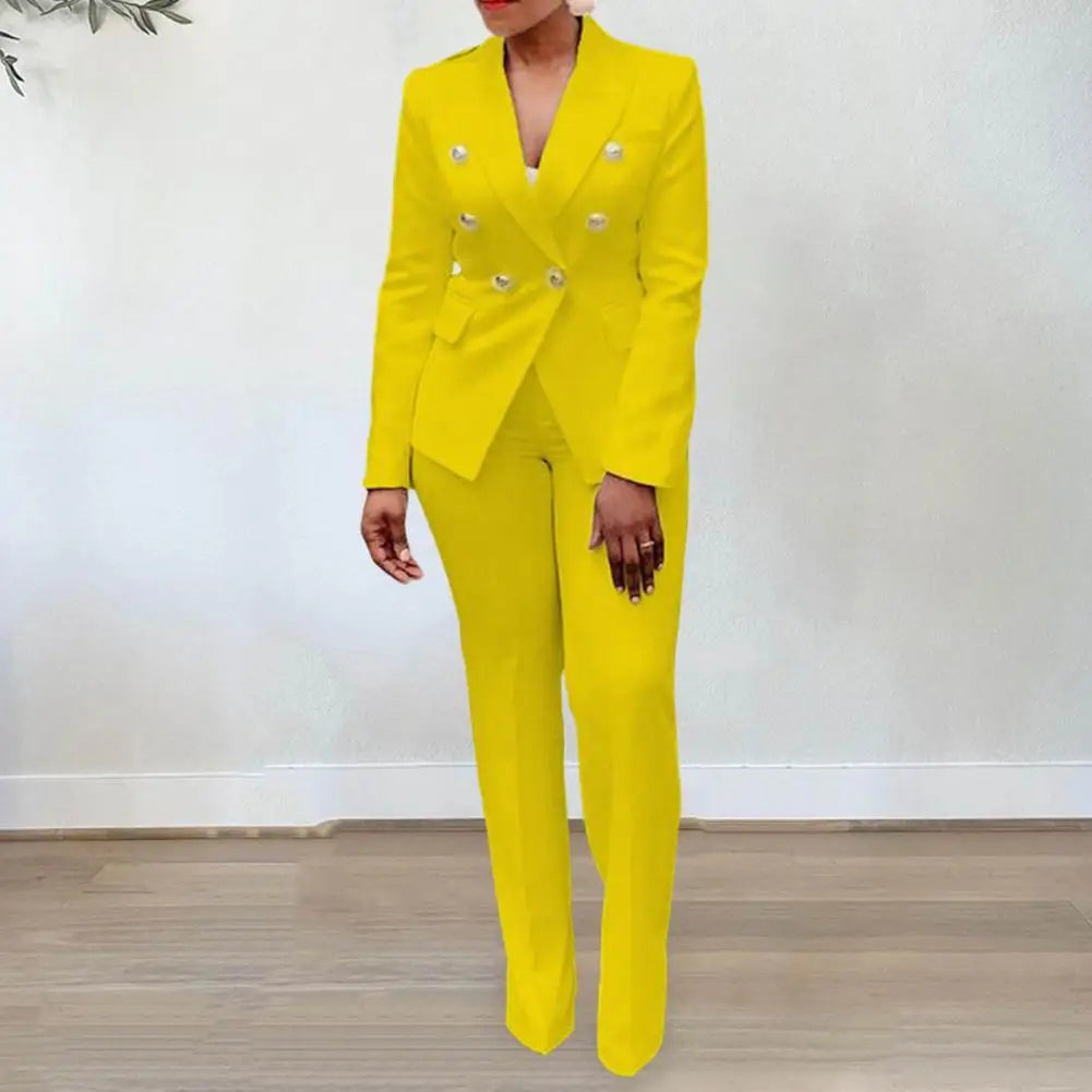 Women Blazer Suits Two 2 Pcs Sale Casual Slim Button Blazer Coats& Button Fitness Slim Full Blazer Pant Sets