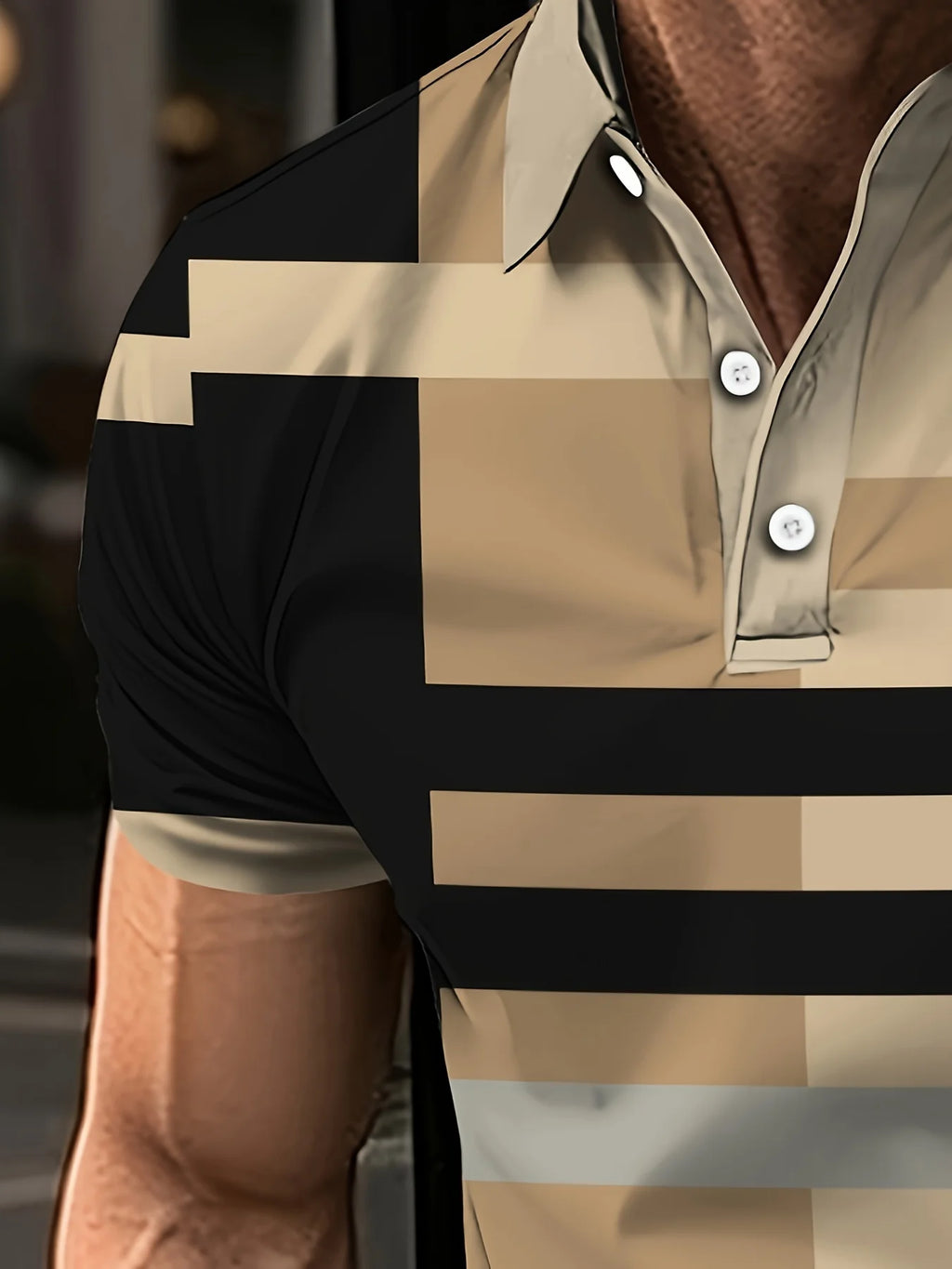 The new men's short-sleeved POLO shirt for summer 2025 features a casual and fashionable 3D striped pattern print