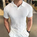 Men's Short Sleeved Knitted Polo Shirt Summer Business Lapel Stylish Solid Color Slim Fit Breathable Quick Drying Golf T-Shirt