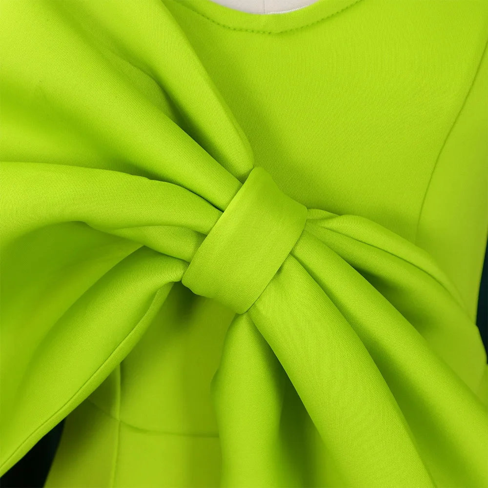 Elegant Party Dresses for Woman 2024 New V Neck Short Sleeve Big Bow Decorate Sheath Side Split Ankle Length Luxury Party Dress