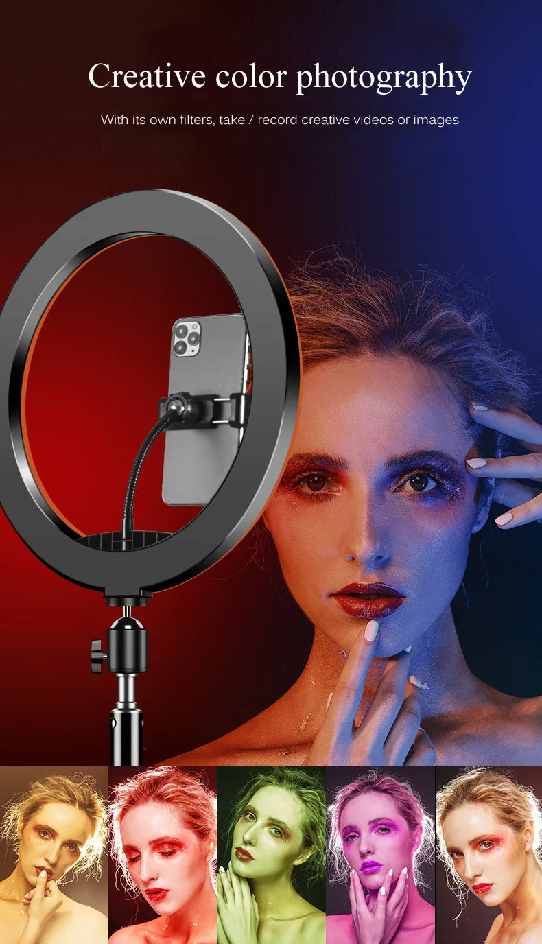 RGB Ring Light Lamp Ring Round With Remote Control For Smartphone Mobile Led Video Light Ring Make Live Photographic Lighting