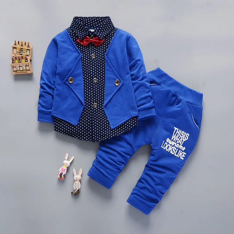 Fashion Boys Gentleman Suits for Wedding Kids Birthday Gift Party Child Clothing Sets Blazer +Pant 2pcs School uniform Clothes