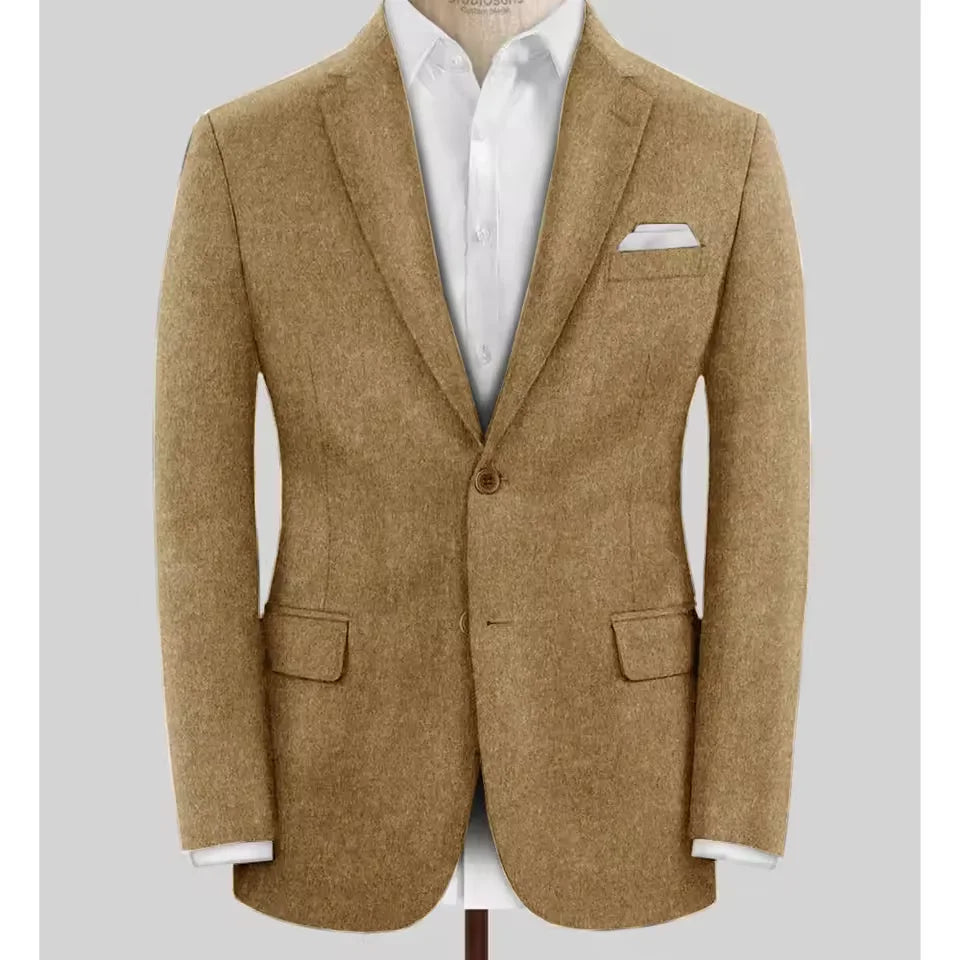 Men's Wool Blazer Single Breasted Slim Fit Suit Jacket Elegant Business Casual Stylish Comfortable Formal Coat Mens Tweed Outer