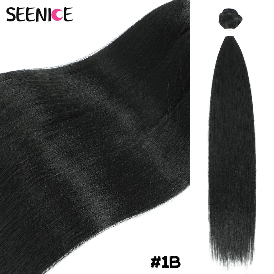 Bone Straight Hair Extensions Ombre Blonde Fake Hair Bundles Super Long Hair Synthetic 22-40 Inch Straight Hair Full to End