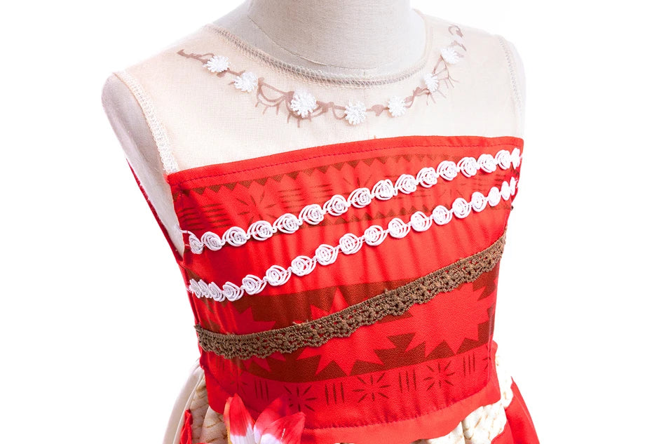 Moana Dress Cosplay Princess Costume Kids Vaiana Print Vestidos Girls Birthday Halloween Carnival Party Outfits Children Clothes