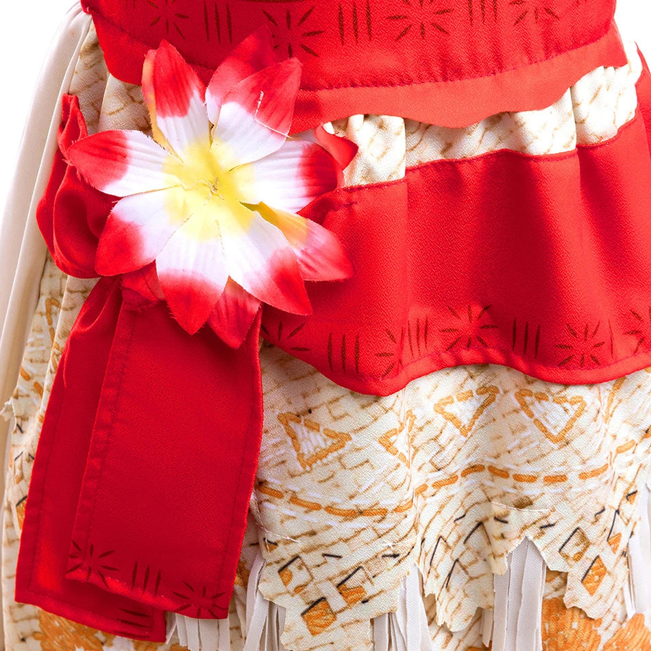 Moana Dress Cosplay Princess Costume Kids Vaiana Print Vestidos Girls Birthday Halloween Carnival Party Outfits Children Clothes