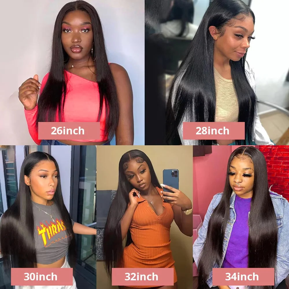 30 32 Inch Bone Straight 13x6 HD Transparent Lace Frontal Human Hair Wigs 200 Density Brazilian 13x4 Lace Frontal Wig For Women